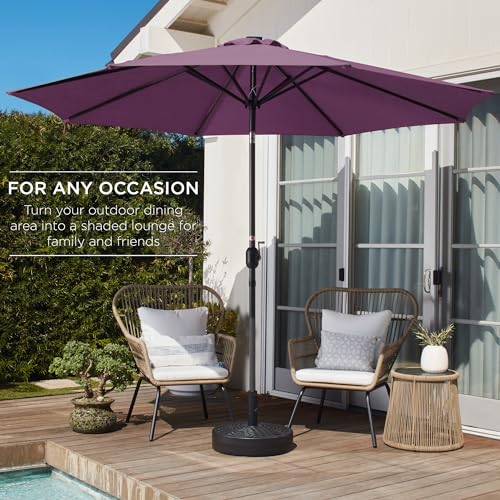 Best Choice Products 10ft Outdoor Steel Polyester Market Patio Umbrella w/Crank, Easy Push Button, Tilt, Table Compatible - Navy Blue