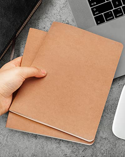 Gwybkq A5 Kraft Unlined Composition Notebooks Blank Journal Bulk 40 Pcs(5.5x8.3), for Campus College Students Office School Supplies, 60 Pages/30 Sheets, Bulk Journals for Teen