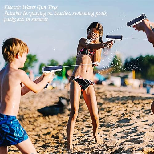 Tipmant Kids Electric Water Gun Blaster Squirt Toys Automatic Shooting Range 33 ft with 2 Water Clips, Rechargeable Battery for Summer Swimming Pool Beach Park Outdoor Children Gifts (Blue)