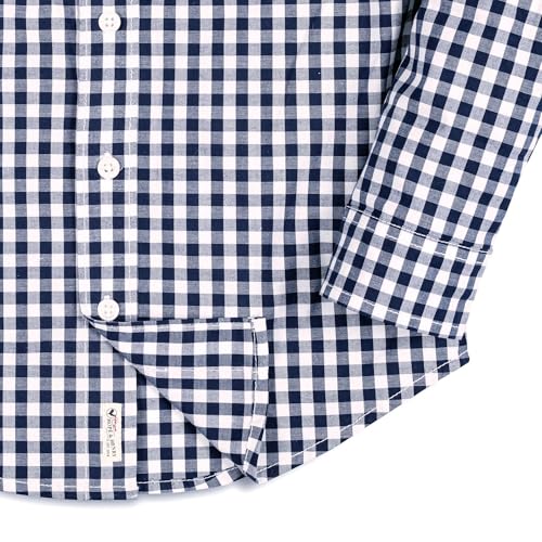 Hope & Henry Boys Boys' Organic Long Sleeve Seersucker Button Down Shirt, X-Large, Classic Blue Gingham