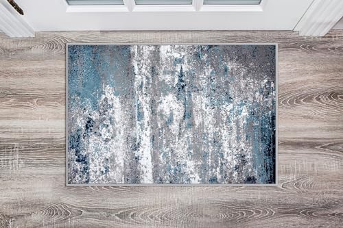 Rugshop Distressed Abstract Watercolor Area Rug 5' x 7' Gray