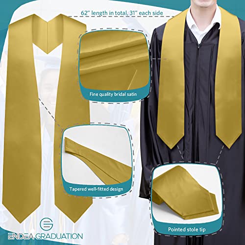 Endea Navy Blue Graduation Stole - Plain Color, Unisex, 62" Graduation Sash (Navy Blue)