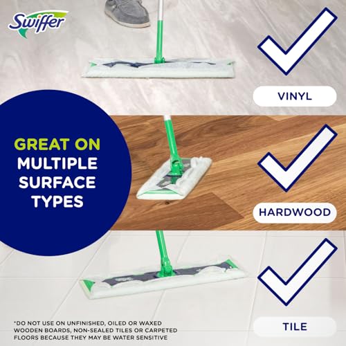 Swiffer Sweep + Mop XL, Broom & Mop Alternative, Floor Cleaner for Dirt, Dust, Hair, All Purpose Cleaning Tool for Home, Bathroom, Kitchen, Set Includes 1 XL Sweeper 8 XL Dry Pads 2 XL Wet Pads Fresh