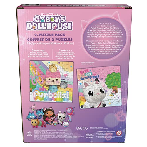 Spin Master Games Gabby’s Dollhouse, 2-Puzzle Pack 48-Piece Jigsaw Puzzles in Character Storage Tubes Gabby’s Dollhouse Toys Kids Puzzles, for Preschoolers Ages 4 and up