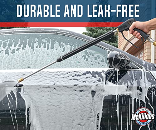 McKillans® Short Pressure Washer Gun with Swivel - High Pressure Water Handle with 3/8" Male Plug and 1/4” Quick Connector Coupler - Power Washer Gun Compatible with Foam Cannon - Car Wash Foam Gun