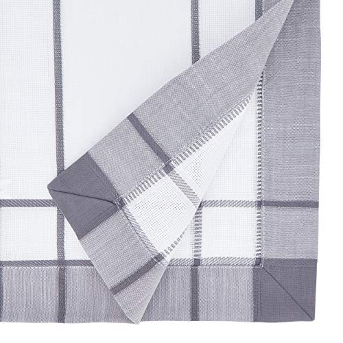 SARO LIFESTYLE Ivoryline Collection Banded Border Table Runner, 16" x 120", Grey