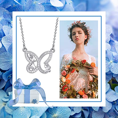 VIJASHOP Women's Butterfly Necklace Cubic Zirconia Butterfly Pendant Dainty Butterfly Jewelry Gifts for Girlfriend Daughter