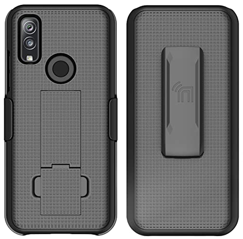 Nakedcellphone Combo Compatible with Verizon Kyocera DuraSport 5G UW (C6930) Case, Slim Kickstand Phone Cover with [Rotating/Ratchet] Belt Clip Holster Combination - Black