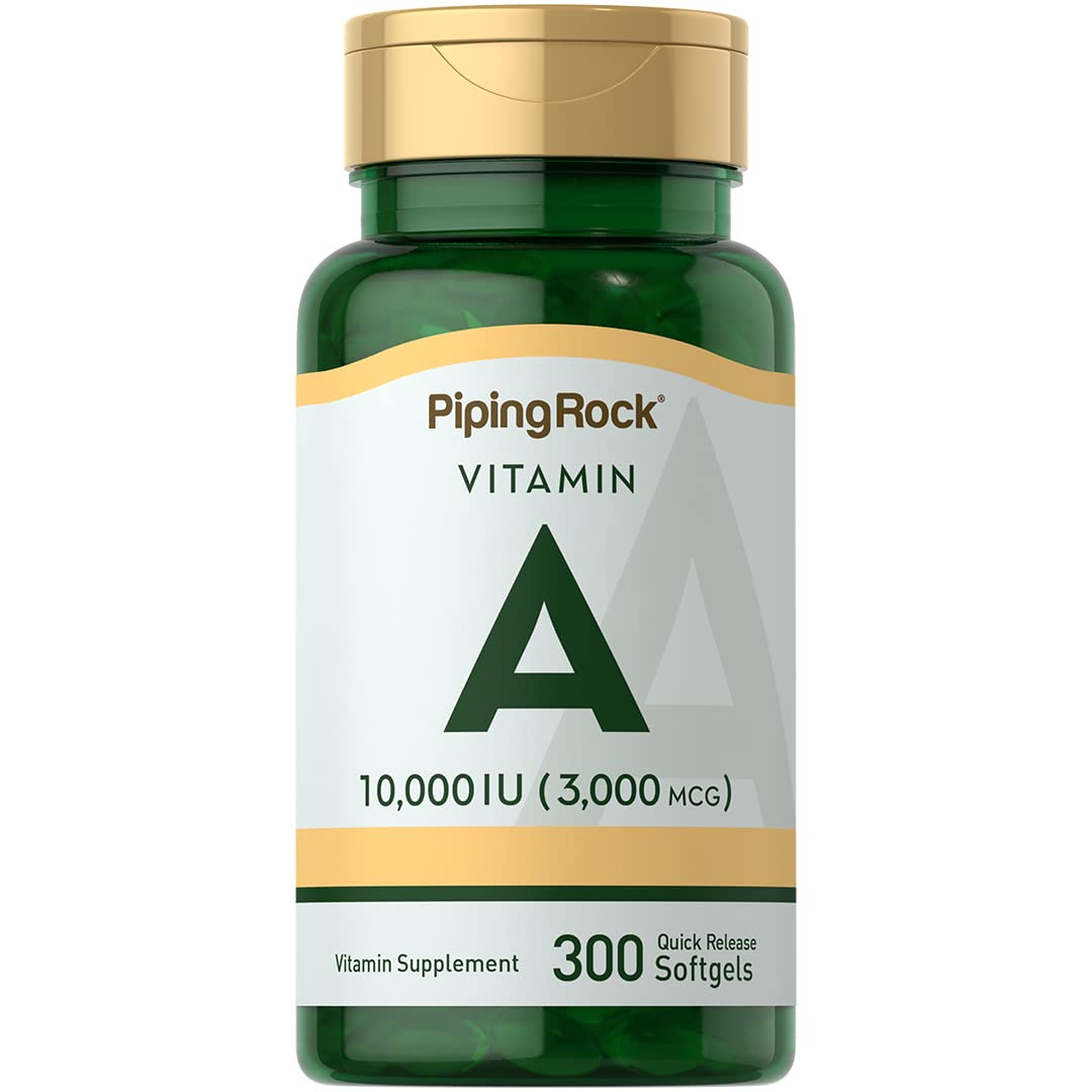 Piping Rock Vitamin A 10000 IU Softgels | 300 Count | Non-GMO, Gluten Free Supplement