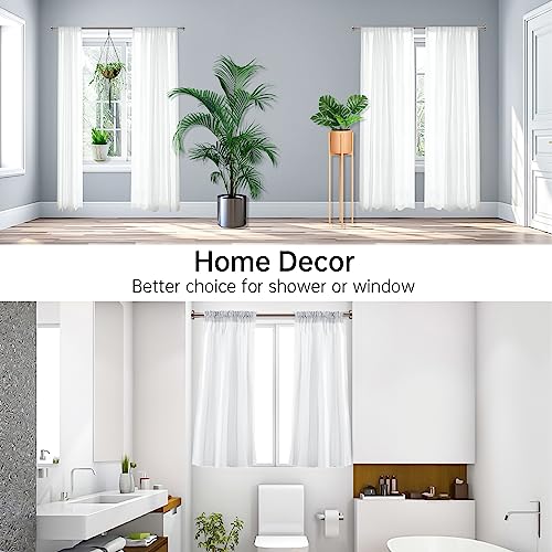 BRIOFOX Shower Curtain Rod Adjustable 32-47 Inch, Spring Tension Shower Rod No Drilling Non Slip, Nickel