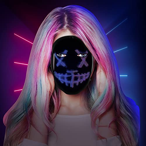 Face Transforming LED Mask with Bluetooth Programmable - LED Light Up Halloween Mask Digital Luminous Mask for Costume