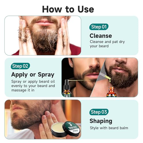 MistySprite Beard Growth Kit - 2X Concentration Biotin for Men, Natural Argan, Jojoba Oils and Vitamins (Cedarwood)