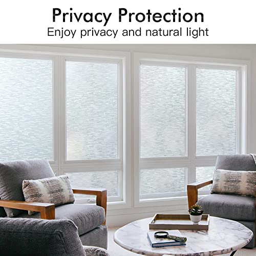 Haton Window Privacy Film, Frosted Glass Window Film, Static Cling UV Blocking Removable Window Clings, Opaque Window Stickers, Vinyl Window Coverings for Home Office, Non Adhesive 29.5 x 157.4 Inches