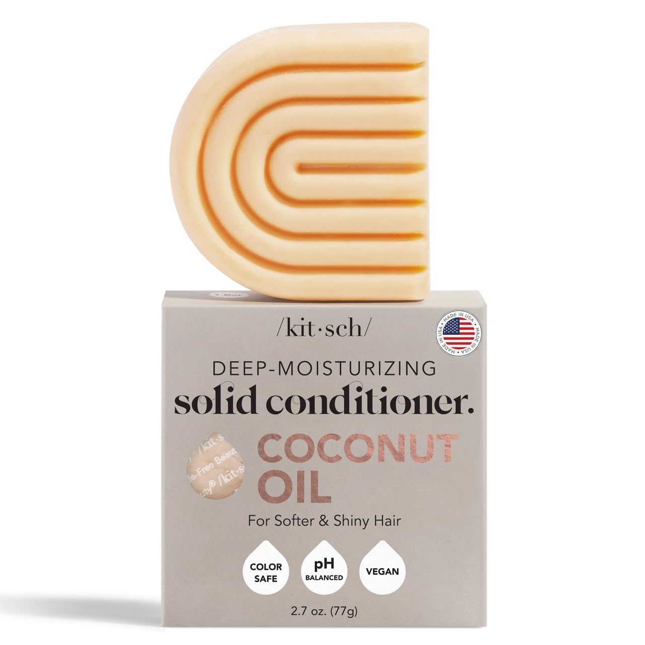 Kitsch Castor Oil Shampoo Bar & Coconut Oil Deep-Moisturizing Conditioner Bar - Hydrating for Dull & Dry Hair, Strengthen & Restore Damage Hair, 2pc Set