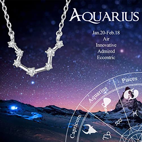 ChicSilver 925 Sterling Silver Zodiac Pisces Necklace for Women - Wihte Gold Plated Simulated Diamond 12 Horoscope Astrology Constellation Jewelry BFF