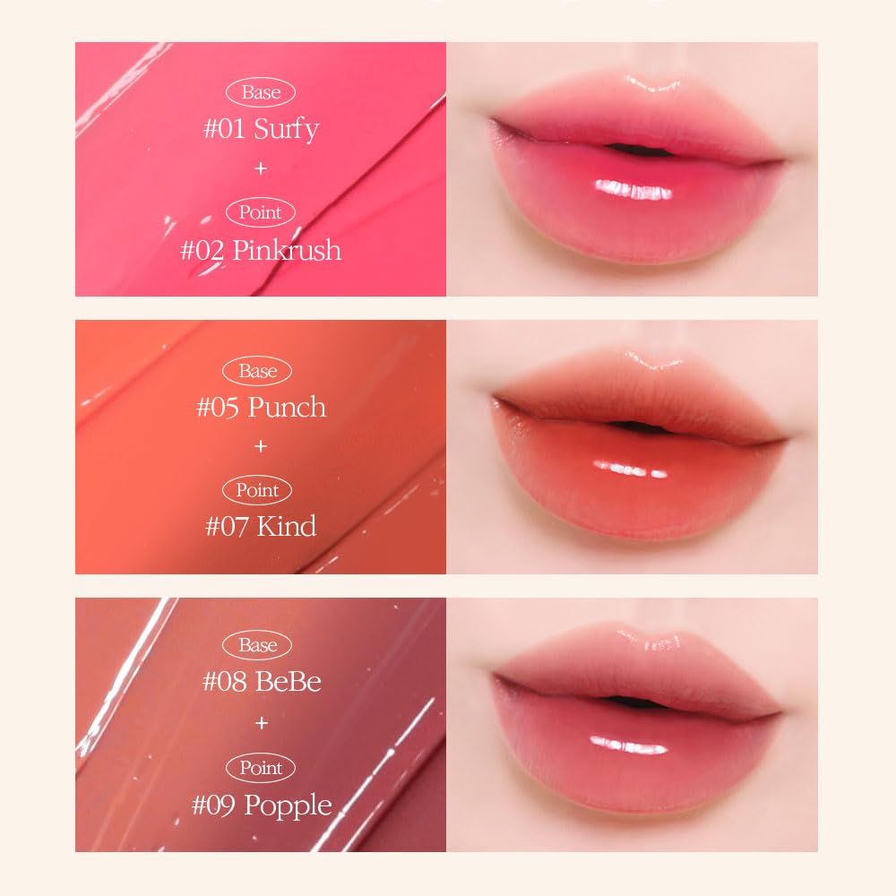 COSNORI Flow Wave Lip Tint - Vegan Glassy Lip Gloss, Lightweight & Long-lasting, Plant-derived Oil Moisturizer, K-Beauty (12 PINK LILY)