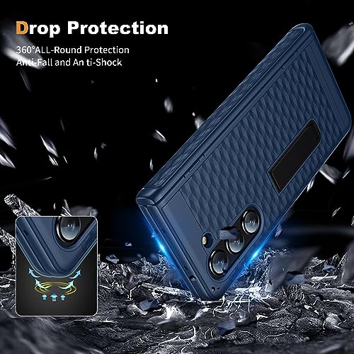 for Samsung Galaxy Z Fold 5 Phone Case: 3D Geometric Design Stand Case with Hinge Protection & Screen Protector - Anti Slip Anti-Scratch Rugged Protective Cover for Samsung Z Fold 5 5G 2023 (Green)