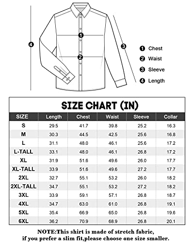 Alimens & Gentle Men's Dress Shirts Wrinkle-Free Long Sleeve Stretch Solid Formal Business Button Down Shirt with Pocket