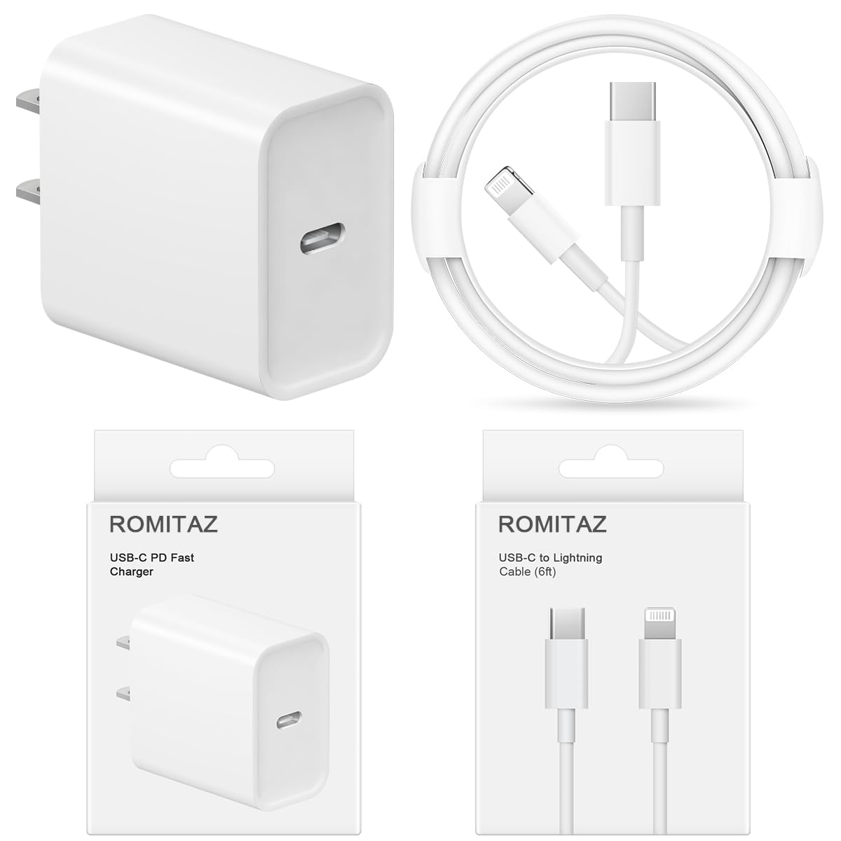 iPhone 14 13 12 11 Fast Charger USB C Wall Charger [2-Pack] 6FT Fast Charging Cable Compatible with iPhone 14/14 Pro/14 Pro Max/iPhone 13/12/11/X/8/7/6/iPad Pro/Mini/AirPods