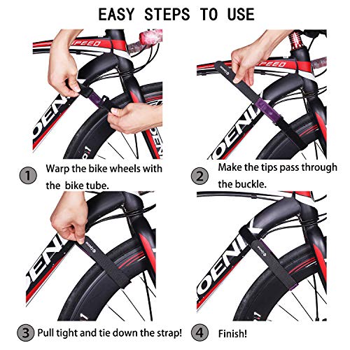 Epessa Bike Rack Strap Bike Wheel Stabilizer Straps, Bike Strap with Stonger Gel Grip, Adjustable Bicycle Wheel Strap, Bike Tie Down Straps, Bike Straps for Rack(2XPurple)