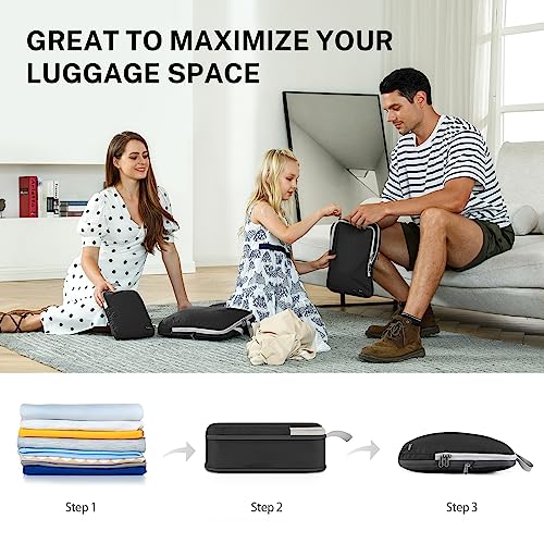 Gonex Compression Packing Cubes, 4pcs Expandable Storage Travel Luggage Bags Organizers (4 PCS White)