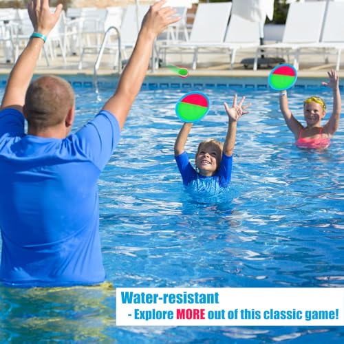 Ayeboovi Toss and Catch Ball Set Beach Toys Pool Toys Outdoor Games Outdoor Toys Yard Games Easter Toys Gifts for Kids Ball and Catch Game with 4 Paddles and 4 Balls [Upgraded Version]