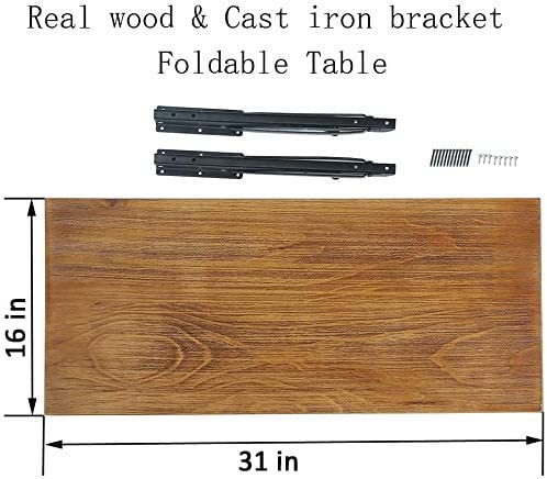 (31" Lx16 W) Industrial Rustic Folding Wall Mounted Workbench Drop Leaf Table, Dining Table Desk, Pine Wood Wall Mounted Bar Tables,Workbench,Study Table,Collapsible Butcher Block Solid Wood Table