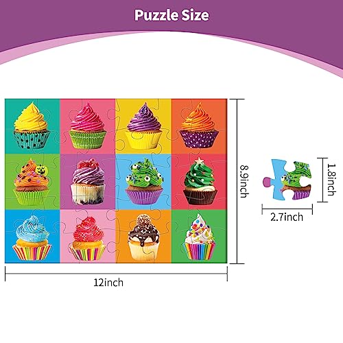 sunhigh Dementia Puzzles for Elderly, 30 Piece Cupcakes Jigsaw Puzzle, Alzheimer’s Products and Activities for Seniors