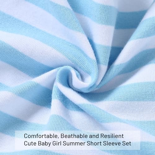 CARETOO Girls Clothes Outfits, Cute Baby Girl Floral Short Sleeve Pant Set Flower Ruffle Top