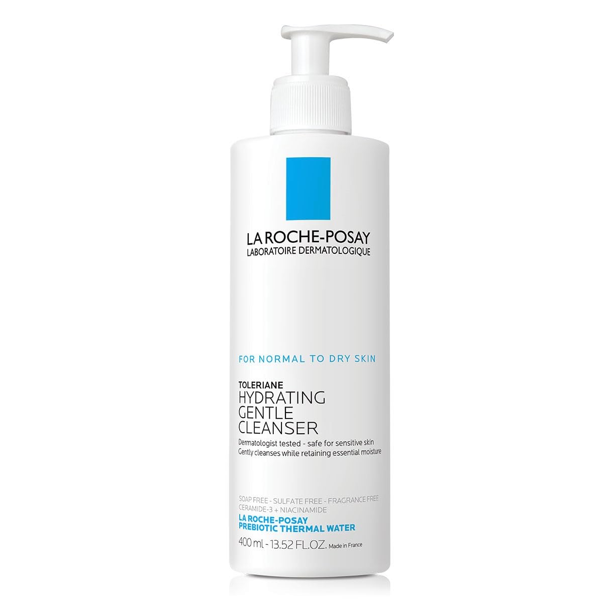 La Roche-Posay Toleriane Hydrating Gentle Face Cleanser, Daily Facial Cleanser with Niacinamide and Ceramides for Sensitive Skin, Moisturizing Face Wash for Normal to Dry Skin, Fragrance Free