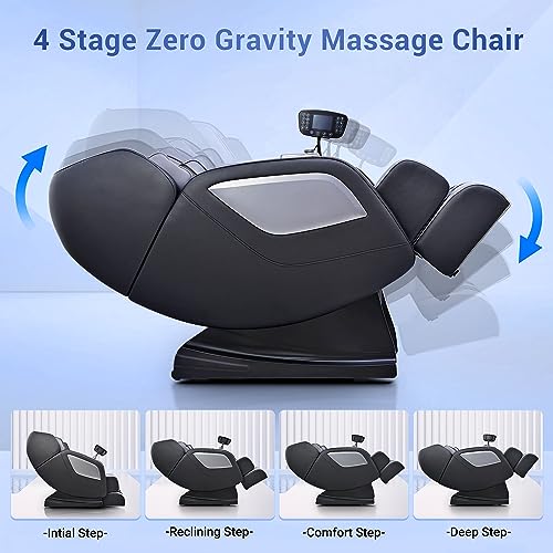 Mazzup Full Body Zero Gravity Shiatsu Massage Chair with Fully Assembled, LCD Screen, Shortcut Keys, USB Charging Port, Heat, for Loved Ones, Parents, Black