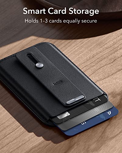 ESR for MagSafe Wallet, iPhone Wallet with 5-Card Holder, Secure-Grip Finger Loop, Magnetic Wallet for iPhone 16/15/14/13/12 Series, Not for 13/12 mini, Vegan Leather, Black