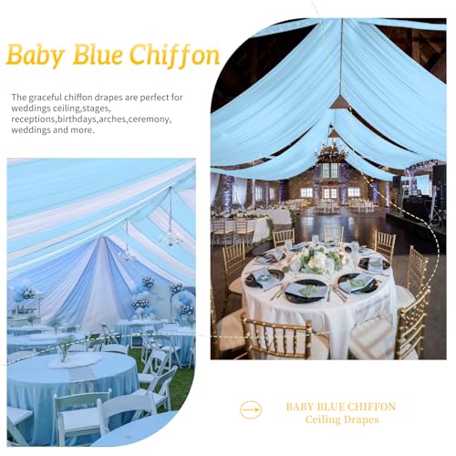 6 Panels Beige Ceiling Drapes for Wedding Ceiling Drapes 5ftx40ft Wedding Arch Draping Fabric Sheer Curtains Voile Chiffon Drapery Draping Wedding Ceiling Decorations for Party Ceremony Stage