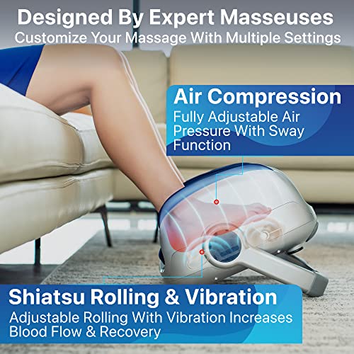 MIKO Shiatsu Foot Massager for Circulation & Pain Relief - Deep Tissue Kneading, Heat Therapy for Plantar Fasciitis, Neuropathy, Diabetics - FSA/HSA Eligible - Fits Up to Size 15