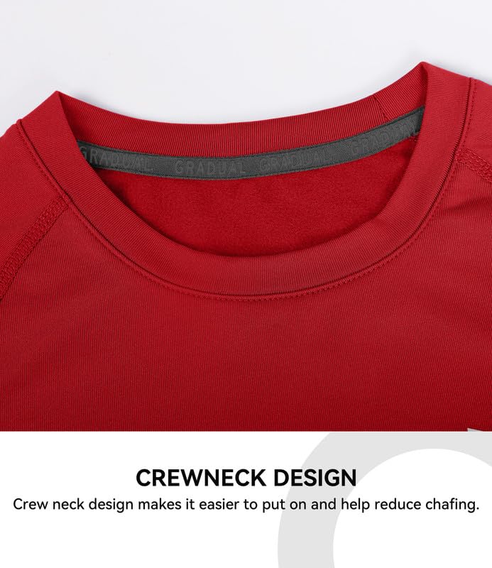 Youth Boys Compression Thermal Shirt Long Sleeve Fleece Undershirt for Boy Football Baseball Soccer Base Layer(Red,XL)