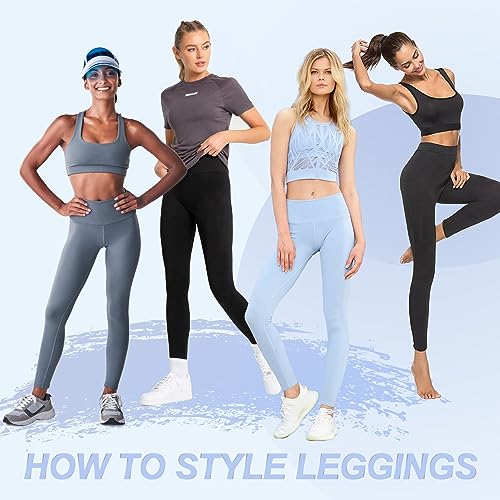 FULLSOFT 4 Pack Leggings with Pockets for Women,Soft High Waisted Tummy Control Workout Yoga Pants(4 Pack Black,Small-Medium)