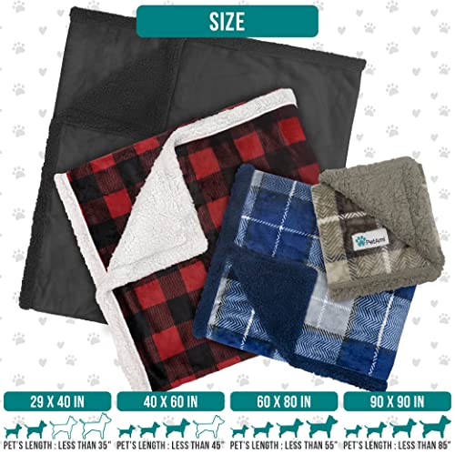 PetAmi Dog Blanket for Medium Large Dogs, Pet Bed Blanket Cat Puppy Kitten, Fleece Furniture Couch Cover Protector Sofa Car, Soft Sherpa Dog Throw Plush Reversible Washable, 40x60 Plaid Taupe