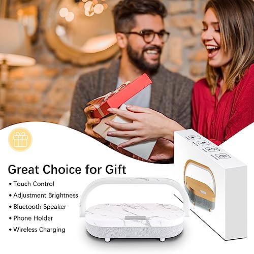 iGaur Night Light Beside Lamp: Touch Lamp with Wireless Charger Nightstand Music Desk Lamp - 5 in 1 Portable Bluetooth Speaker, Wireless Charging Lamp, Gifts for Kids Bedroom Office