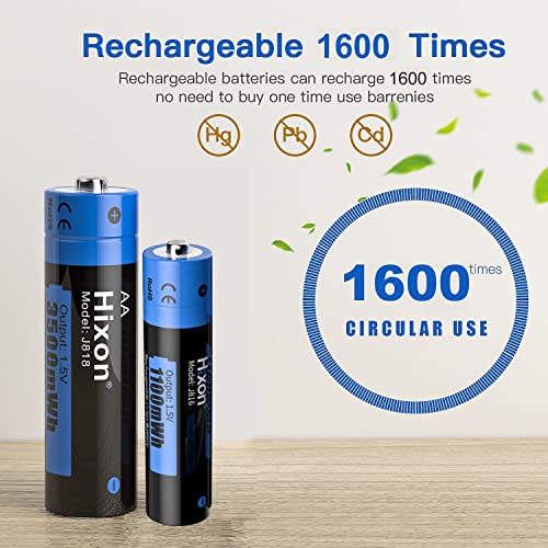 Rechargeable AA&AAA Lithium 1.5V Batteries-Full-Recharged 4x3500mWh AA & 4x1100mWh AAA,with Fast Charger,1600 Cycles,Constant Output[4AA+4AAA+1Charger]