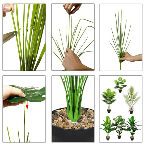Rozwkeo Artificial Plant in Pot Fake Tree Trunks Leaves Faux Potted for Indoor Outdoor Modern Decoration Home Office Living Room Bedroom Balcony Housewarming Gift (40cm Small Monstera Palm)