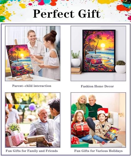 Paint by Number Kits for Adults Beginners, Easy Acrylic Simple Skull Adult Paint by Number Kits, DIY Watercolor Skeleton Paint by Numbers Kits on Canvas Without Frame for Home Wall Decor 12x16in