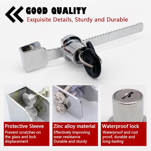Sliding Glass Door Ratchet Lock with Chrome Finish,Glass Display Case Lock,Keyed Alike Showcase Display (2)