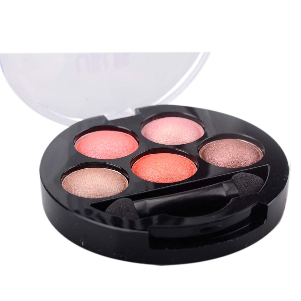 Mallofusa 5 Colors Eye Shadow Palette Powder Metallic Shimmer Eyeshadow Palette (Romantic Pink) 4.7oz