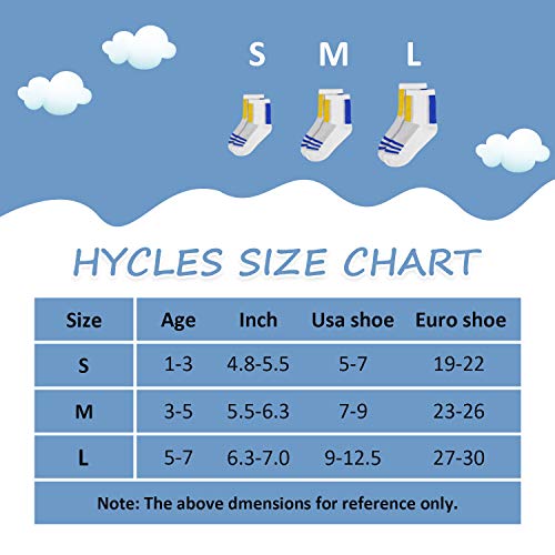 HYCLES Toddler Socks With Grip Non-Skid 12 Pairs Baby Kids Sticky Slipper Cotton Crew Socks 1-3T Children/Boy/Girl