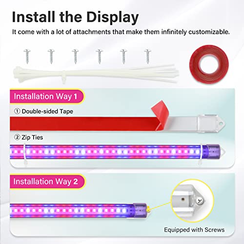 iPower LED Grow Light Strips Full Spectrum for Indoor Plants with Auto ON/Off 4/8/12H Timer, 5 Dimmable Levels Per Tube, Sunlike Grow Lamp for Hydroponics Succulent, 1 Pack, Yellow, 2 Tubes