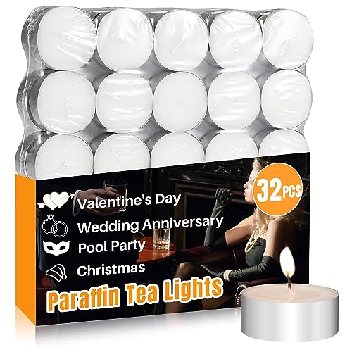 MAQIHAN Paraffin Tealight Candles Bulk 25PCS - Paraffin Tea Candles Tea Lights Candles Tea Tree Lights Mini Votive Paraffin Candles with Cotton Wick for Home,Pool,Shabbat,Wedding,Emergencies,Christmas