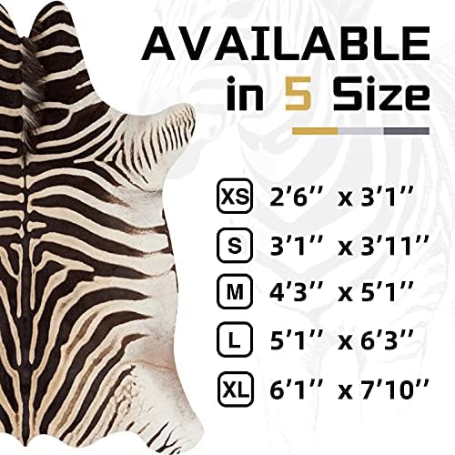 jinchan Zebra Print Area Rug Faux Skin Cowhide Animal Design Mat Faux Suede Safari Accent Rug Indoor Floorcover for Bedroom Living Room 3x4 Feet