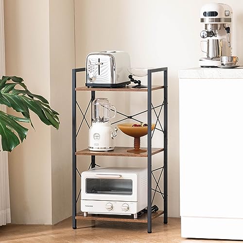 HCHQHS Bookshelf, 3-Tier Industrial Bookcase, White Open Book Shelf, Freestanding Horizontal Bookshelves with Metal Frame