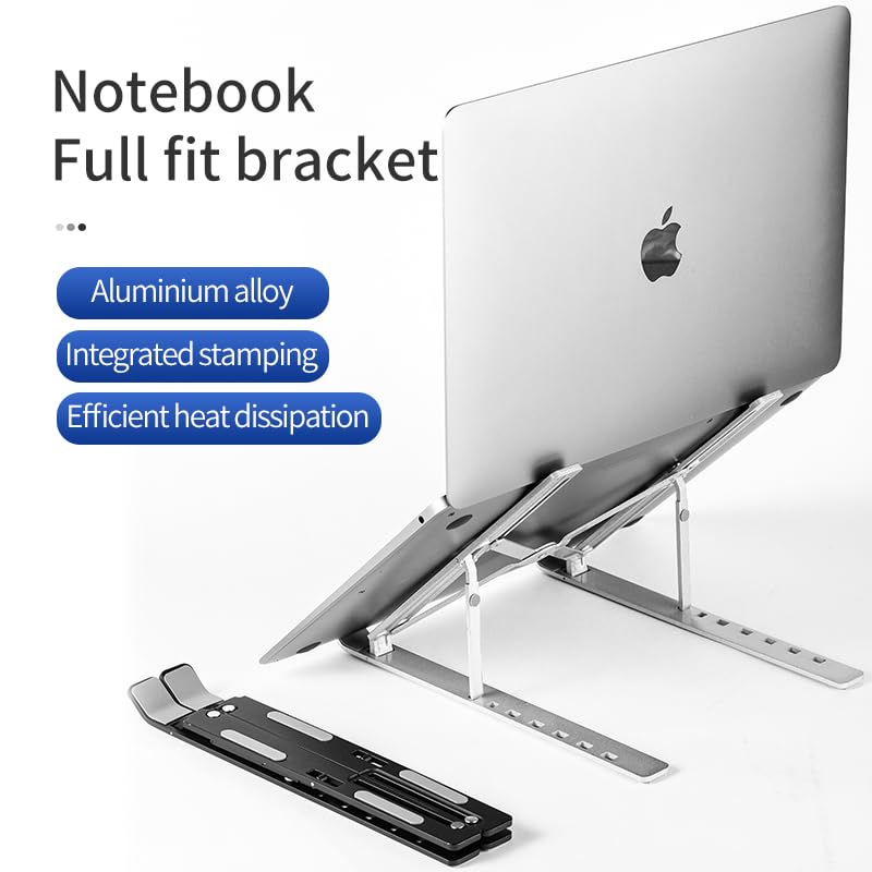 Laptop Stand, 7 Angles Adjustable Aluminum Ergonomic Foldable Portable Desktop Holder, Laptop Holder Riser Computer Tablet Stand, Compatible with MacBook,iPad, HP, Dell, Lenovo 10-15.6”,Easy to Store