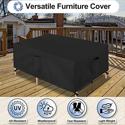 OutdoorLines Outdoor Waterproof Patio Table Furniture Set Covers - Rectangle Couch Sectional Cover Outside Weatherproof Patio Furniture Covering for Deck, Lawn and Backyard 126"L x 63"W x 28"H, Grey